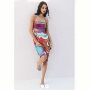 Anthropologie Square-Neck Halter Midi Dress